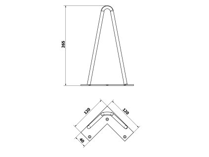 Sapho ODETTA 120x265x120 mm 30314  podpěrné nohy lakovaná ocel černá mat 2ks