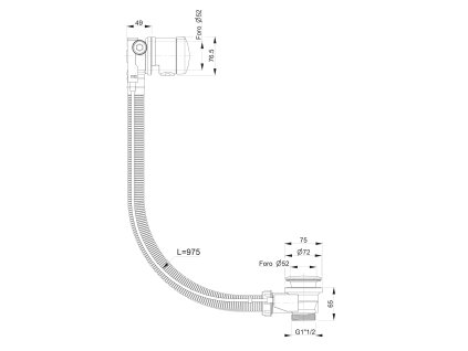 Polysan 86398 Vanová souprava s napouštěním bovden délka 975 mm zátka 42 mm bronz