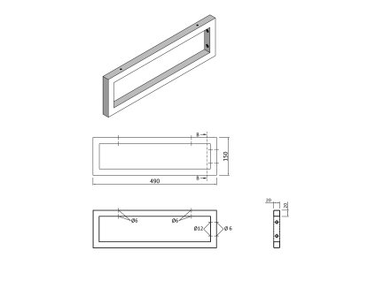 Sapho 490 x 150 x 20 mm 30361 Podpěrná konzole lakovaná ocel bílá mat 1 ks