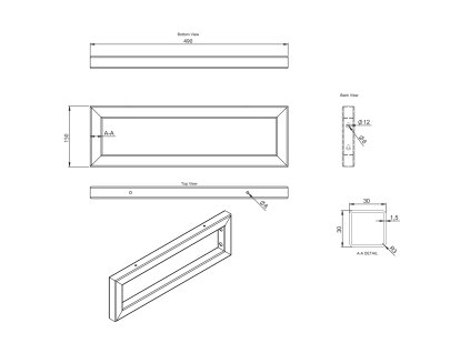 Sapho 490 x 150 x 30 mm 30384 Podpěrná konzole broušený nerez 1 ks