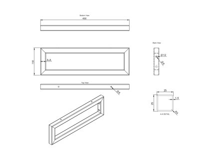 Sapho 490 x 150 x 25 mm 30390 Podpěrná konzole chrom 1 ks