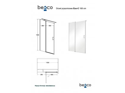 Besco EXO-C 100 x 80 cm BCEXOC100CC+BCEXOCH80CC sprchový kout