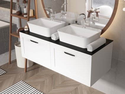 Besco DEXA 60 cm NASUD654BC umyvadlová skříňka bílá matná / černá