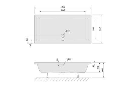 Polysan DEEP 150 x 75 x 26 cm 72386 sprchová vanička s konstrukcí hluboká