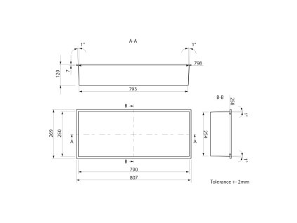 Polysan INSERTA 80 x 26 cm 1301-82 zapuštěná police do obkladu