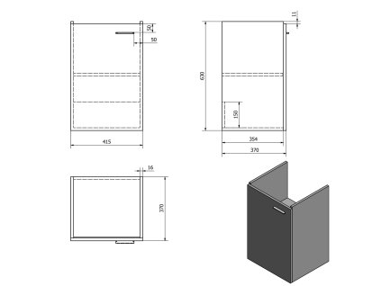 Aqualine ZOJA umyvadlová skříňka 41,5 x 63 x 37,6 cm bílá 56372