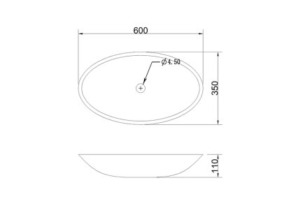 Sapho BLOK kamenné umyvadlo 60 x 11 x 35 cm Marquin černý matný 2401-40