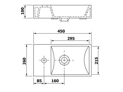 Sapho MINOS umývátko 45x26x10 cm, keramika, levé 4757