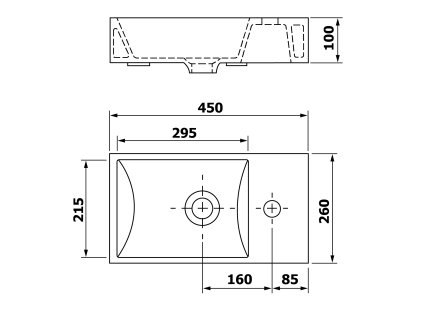 Sapho MINOS umývátko 45x26x10 cm, keramika, pravé 4057