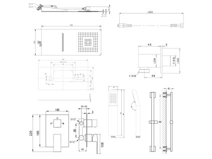 Sapho LATUS podomítkový sprchový set s pákovou baterií, 3 výstupy, chrom 1102-44-01