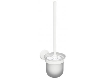 Sapho X-ROUND WHITE WC štětka nástěnná, miska mléčné sklo, bílá XR303W