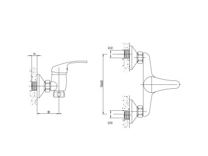 Aqualine 35 nástěnná baterie, rozteč 150 mm, bez ramínka, chrom 52129