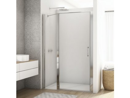 SanSwiss DIVERA 150 cm jednokřídlé dveře s pevnou stěnou v rovině - aluchrom/sklo bílé linky D22T13100505088