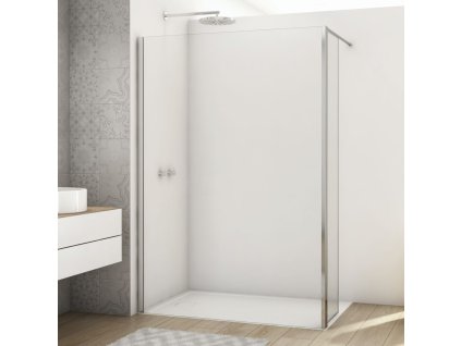 SanSwiss DIVERA 140 cm pevná stěna walk-in - aluchrom/sklo bílé linky D22WI21405088