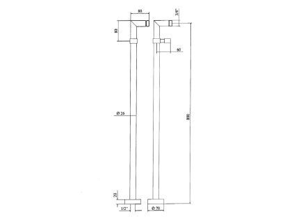 Sapho Airtech připojení pro instalaci vanové baterie do podlahy (pár), chrom 9881