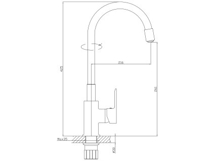 Aqualine Lore stojánková dřezová baterie, flexibilní ramínko, černá/chrom 1106-70