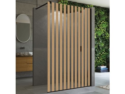 SanSwiss EASY 90 cm pevná stěna walk-in - černý/sklo Japan STR4P0900682