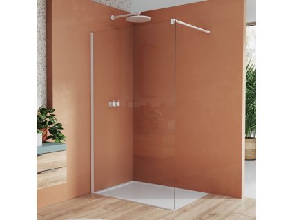 SanSwiss EASY 160 cm pevná stěna walk-in - bílý/ sklo Brume STR4P1600981