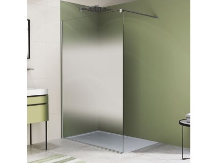 SanSwiss EASY 160 cm pevná stěna walk-in - bílý/ sklo Shade STR4P1600968