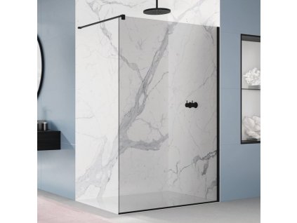 SanSwiss EASY 100 cm pevná stěna walk-in samostatná s vyrovnávacím profilem - černý/sklo Parsol STR4P1000620