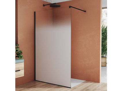 SanSwiss EASY 90 cm pevná stěna walk-in - černý/sklo Brume STR4P0900681