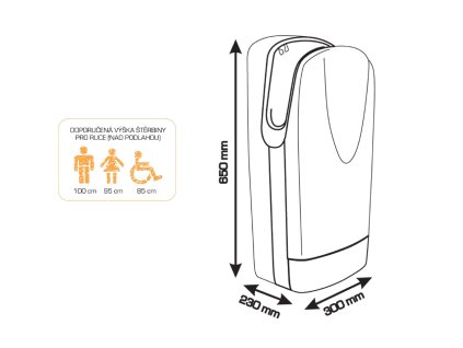 Sapho Tornado Jet tryskový osoušeč rukou, stříbrná mat 9835