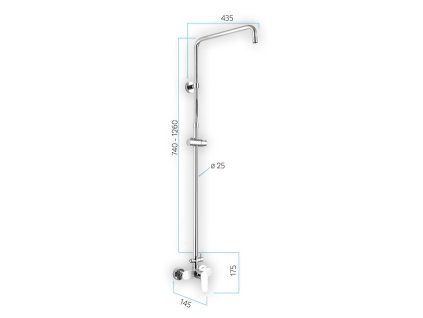 Mereo Dita nástěnná sprchová baterie 150 mm se sprchovou tyčí bez příslušenství mosaz chrom CBE60104SD1