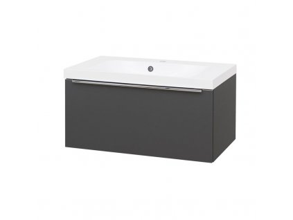 Mereo Mailo koupelnová skříňka s umyvadlem z litého mramoru 81 cm antracit CN536M
