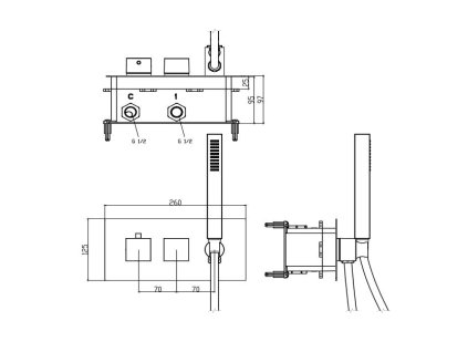 Sapho Latus podomítková sprchová termostatická baterie vč. sprchy 2 výstupy chrom 1102-45