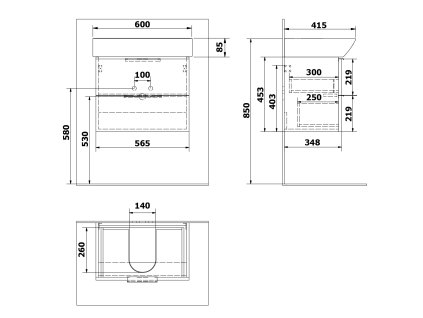 Bruckner Neon umyvadlová skříňka 56,5 x 45 x 35 cm s umyvadlem bílá 501.113.0