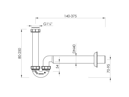 Bruckner umyvadlový sifon 5/4 nízký DN40 151.125.0 bílá