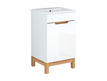 A-Interiéry Spree 50 P/L koupelnová skříňka s keramickým umyvadlem bílá/dub