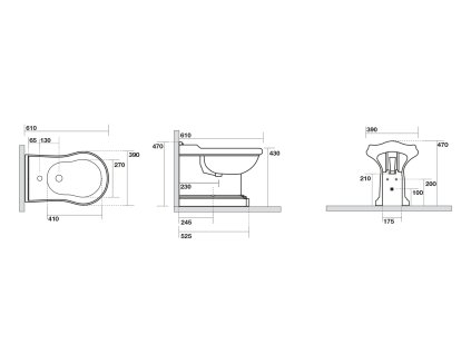 Sapho Kerasan Retro stojící bidet 39 x 43 x 61 cm bílý 102201
