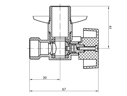 Aqualine pračkový kulový ventil se zpětným ventilem 1/2"x3/4" - L chrom 5310