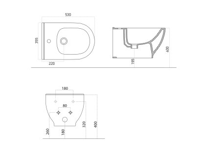Sapho Brilla bidet závěsný 36,5 x 53 cm bílá 100624