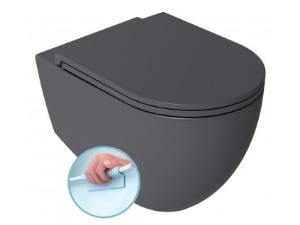 Isvea Infinity závěsná WC mísa 36,5 x 53 cm Rimless antracit černá 10NF02001-2C