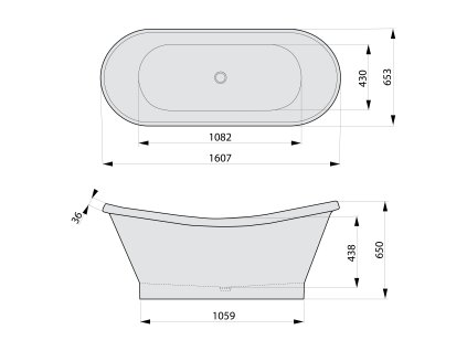 Polysan OXFORD volně stojící vana 160,7 x 65,3 x 65 cm bílá 94151