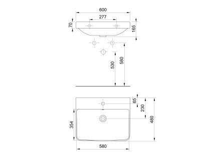 Bruckner NERON keramické umyvadlo 60 x 48 cm s přepadem bílá 201.128.0