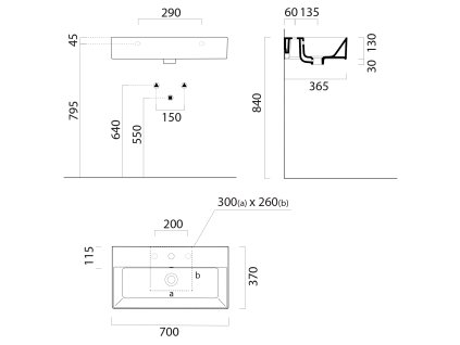 GSI KUBE X keramické umyvadlo 70 x 37 cm s přepadem Extra Glaze bílá 9455111