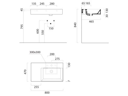 GIS KUBE X keramické umyvadlo 80 x 47 cm s odkládací plochou vlevo s přepadem Extra Glaze bílá 9457111