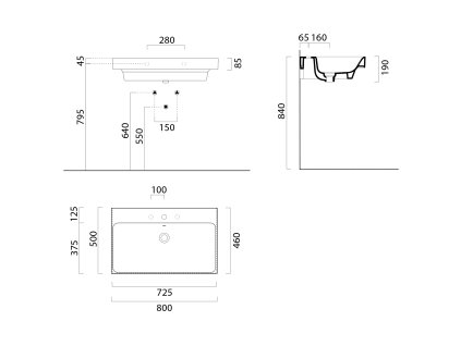 GSI NUBES keramické umyvadlo 80 x 50 cm s přepadem Extra Glaze bílá 9622111