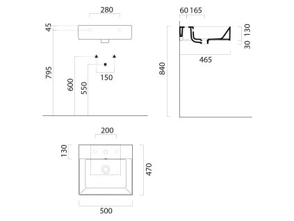 GSI KUBE X keramické umyvadlo 50 x 47 cm s přepadem Extra Glaze bílá 9430111