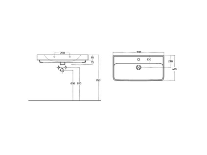 Bruckner NEON keramické umyvadlo 80 x 41,5 cm s přepadem bílá 201.133.0