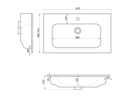 Sanovit PIEDRA keramické umyvadlo nábytkové 81 x 46,5 cm s přepadem bílá 43081
