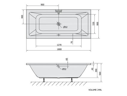Polysan KRYSTA obdélníková vana 180 x 80 x 39 cm bílá mat 71710.11