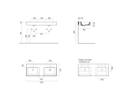 GSI Kube X keramické dvojumyvadlo 120 x 47 cm EtraGlasse bílá 9425111