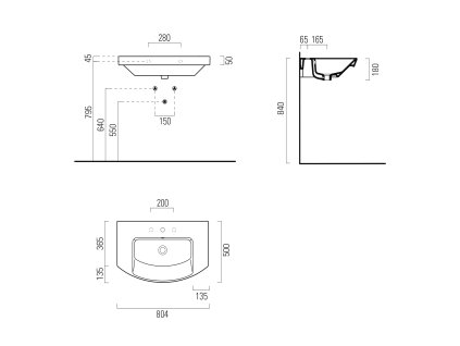 GSI Norm keramické umyvadlo 80 x 50 cm  oblé ExtraGlaze bílá 8644111
