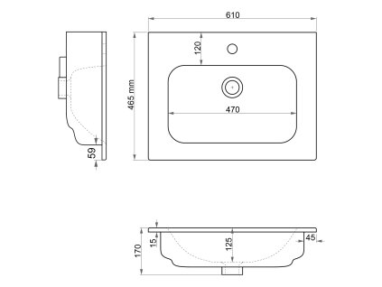 Sanovit PIEDRA nábytkové umyvadlo 61 x 46,5 cm bílá 43061