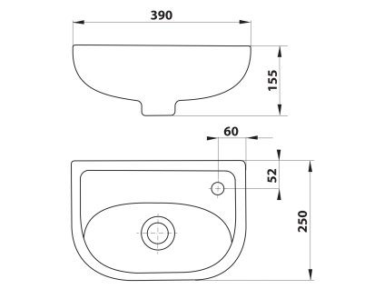 Aqualine keramické umývátko 40 x 25 cm bílá 4000