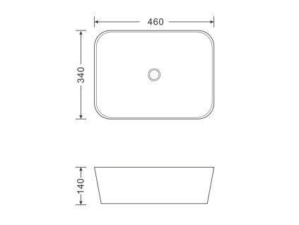 Aqualine keramické umyvadlo na desku 46 x 34 cm bílá 46341